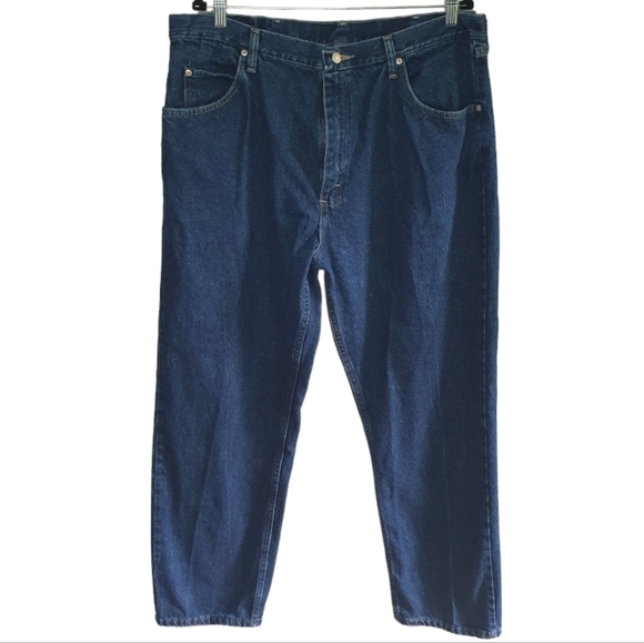 WRANGLER Vintage Relaxed Fit Denim Jeans Dark Wash Blue Mens Size 40×30 Western - Picture 3 of 9